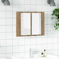 Mobile Specchio LED Rovere Artigianale 60x12x45 cm Multistrato
