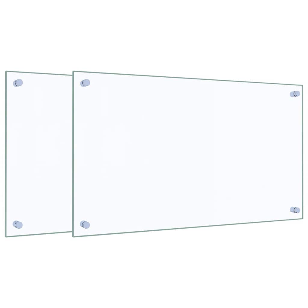 Paraschizzi per Cucina 2 pz Trasparente 70x40cm Vetro Temperato