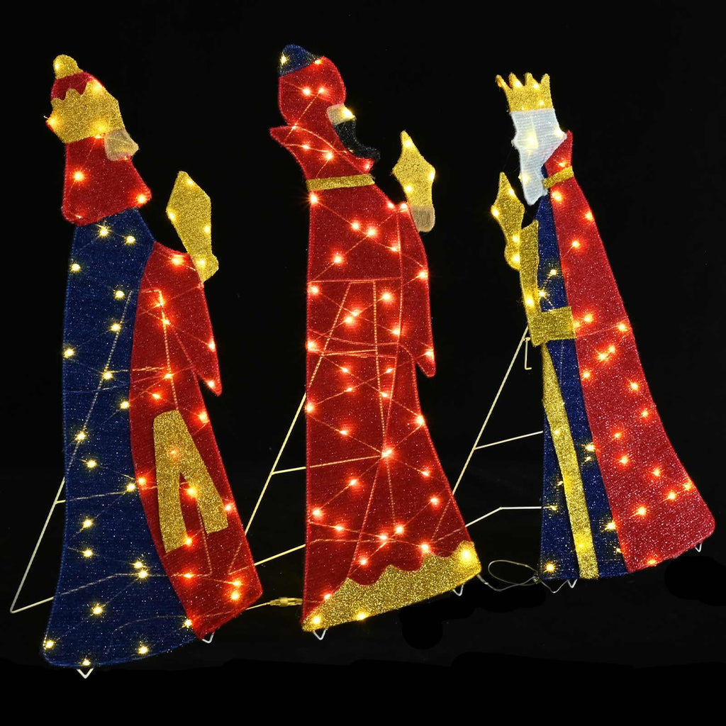 Illuminazione Natalizia dei 3 Magi 3 pz Bianco caldo 105 cm LED