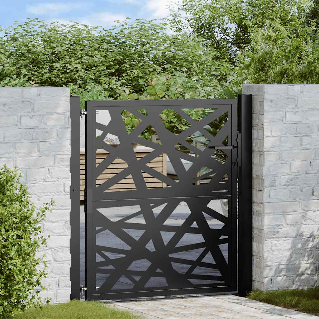 Cancello da giardino nero 100x100 cm in acciaio design leggero