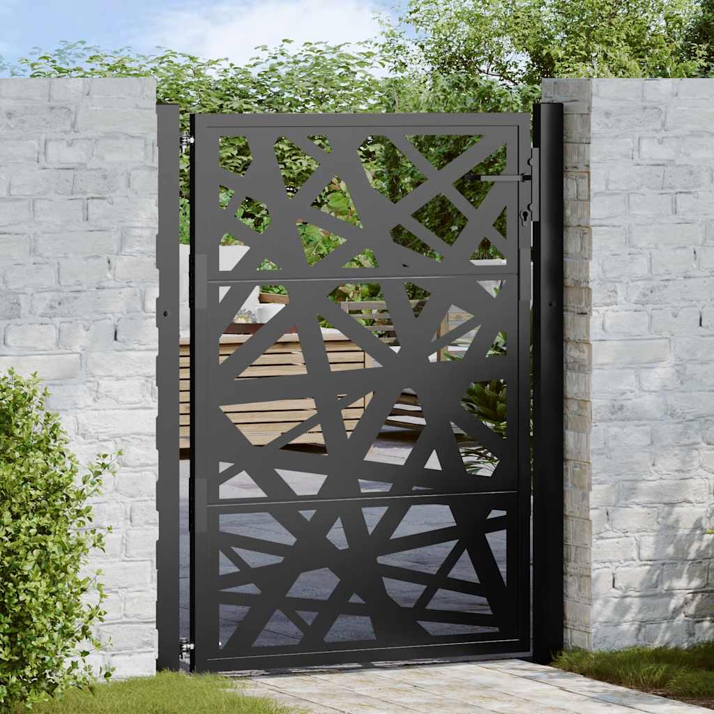 Cancello da giardino nero 100x125 cm in acciaio design leggero