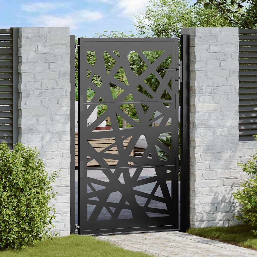 Cancello da giardino nero 100x150 cm in acciaio design leggero