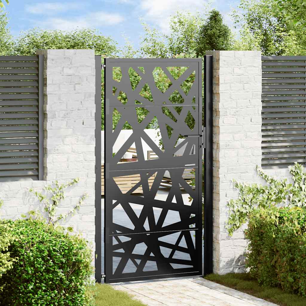Cancello da giardino nero 100x175 cm in acciaio design leggero