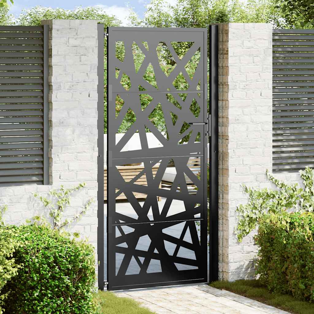 Cancello da giardino nero 100x200 cm in acciaio design leggero