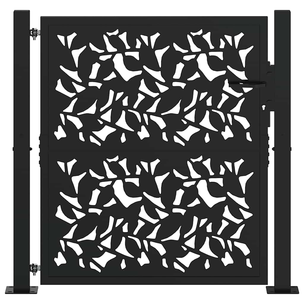 Cancello da giardino nero 100x100 cm in acciaio con design a foglia