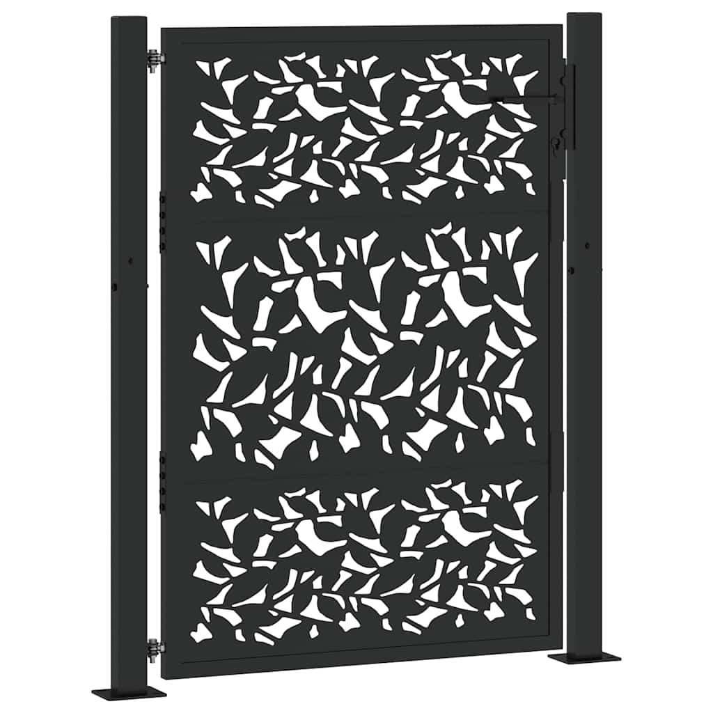 Cancello da giardino nero 100x125 cm in acciaio con design a foglia