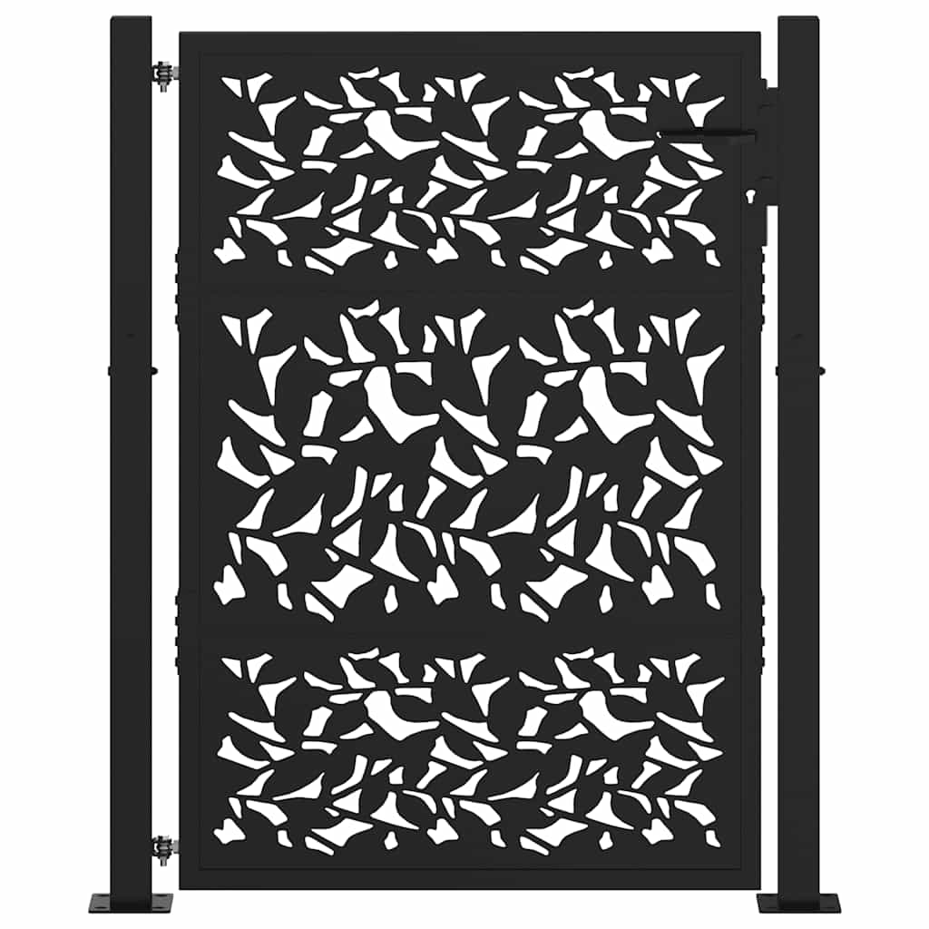 Cancello da giardino nero 100x125 cm in acciaio con design a foglia