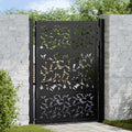 Cancello da giardino nero 100x125 cm in acciaio con design a foglia