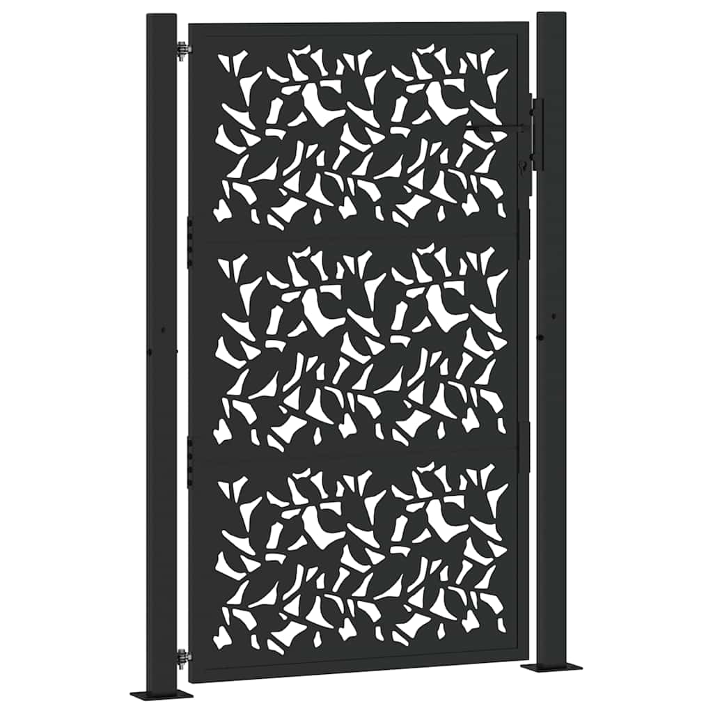 Cancello da giardino nero 100x150 cm in acciaio con design a foglia