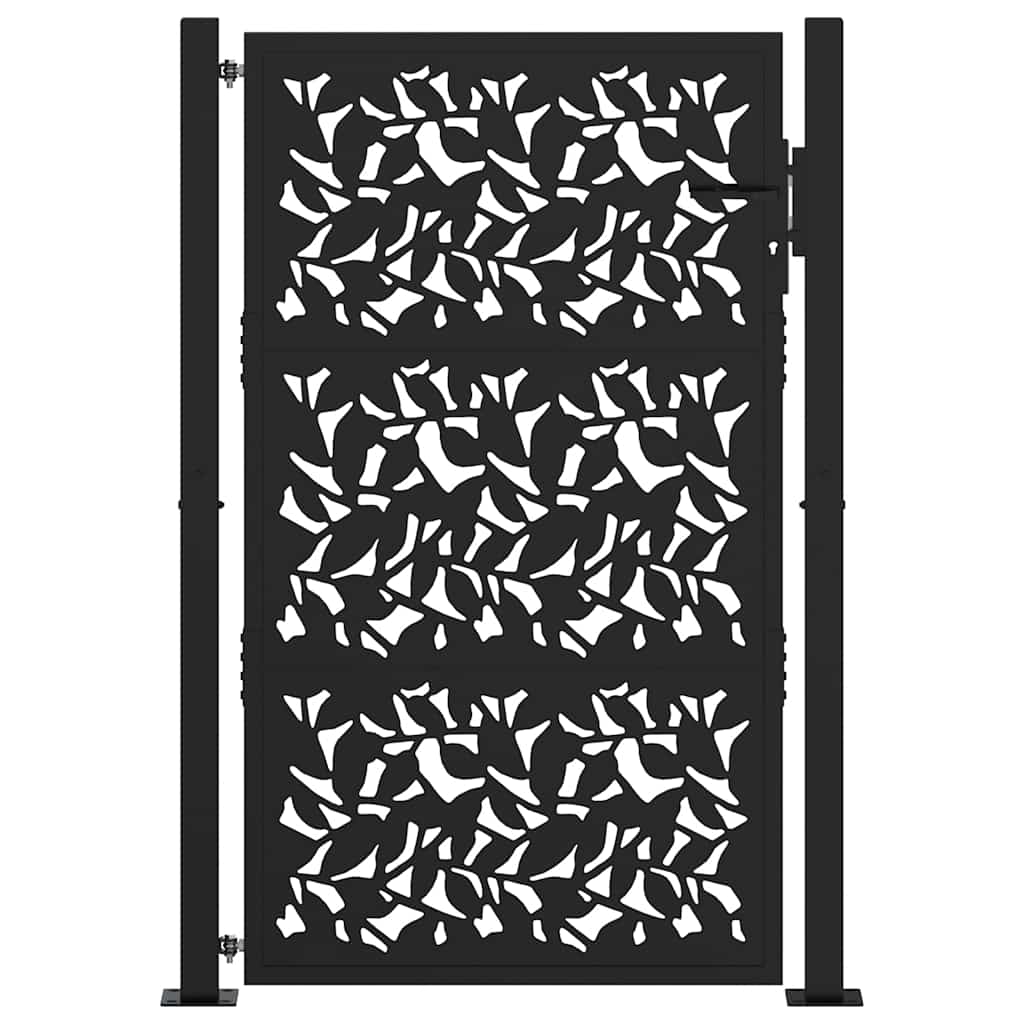 Cancello da giardino nero 100x150 cm in acciaio con design a foglia
