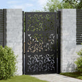 Cancello da giardino nero 100x150 cm in acciaio con design a foglia