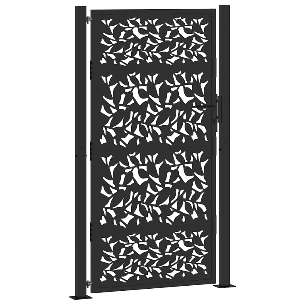Cancello da giardino nero 100x175 cm in acciaio con design a foglia