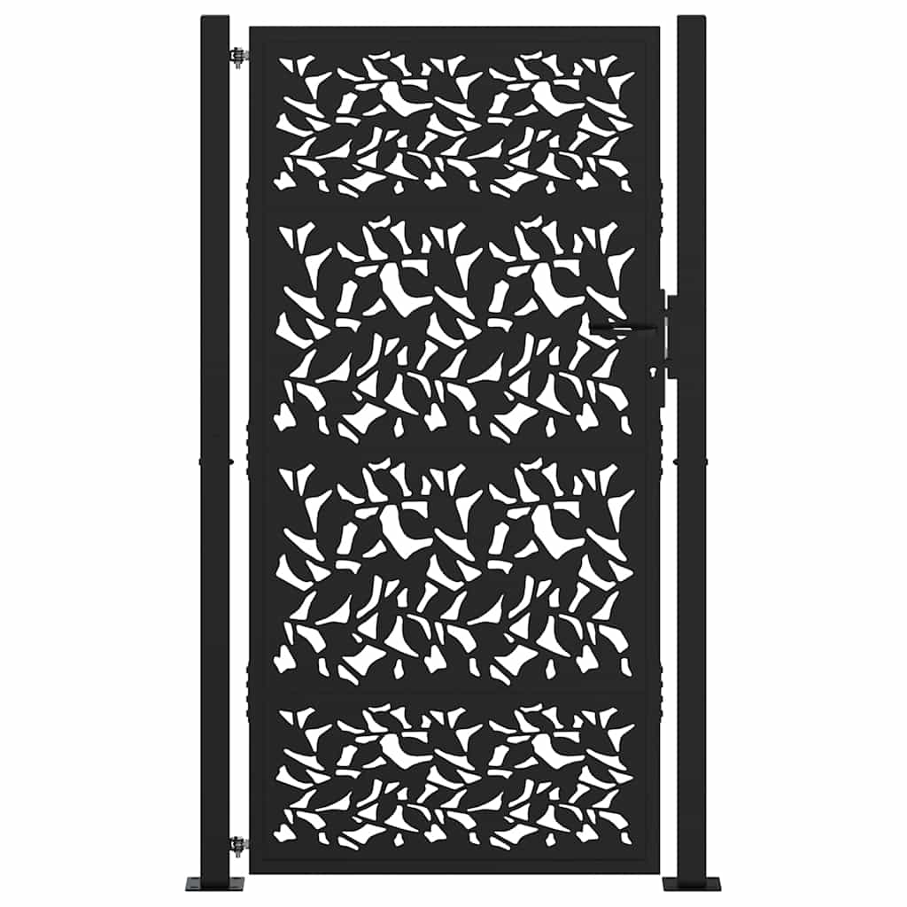 Cancello da giardino nero 100x175 cm in acciaio con design a foglia