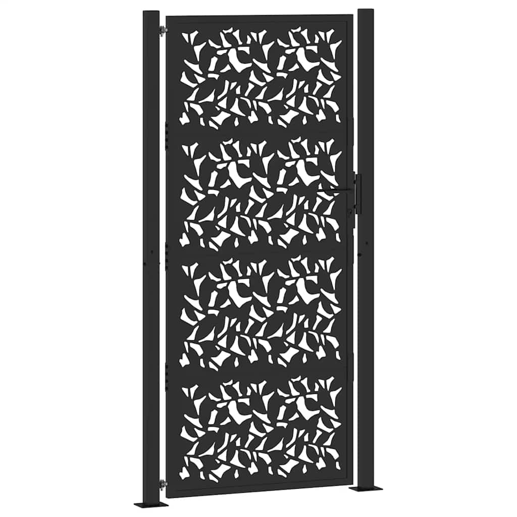 Cancello da giardino nero 100x200 cm in acciaio con design a foglia