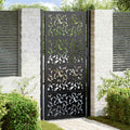 Cancello da giardino nero 100x200 cm in acciaio con design a foglia
