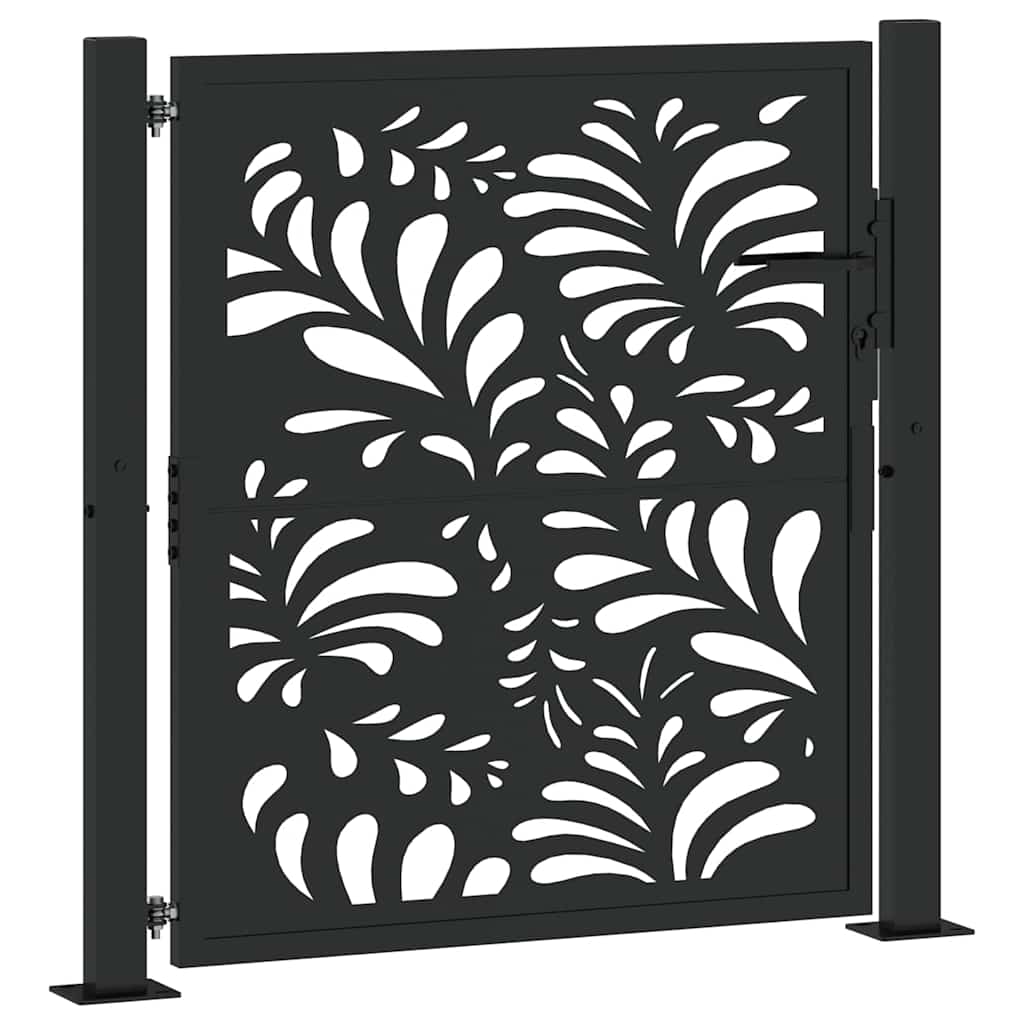 Cancello da giardino nero 100x100 cm in acciaio design ondulato