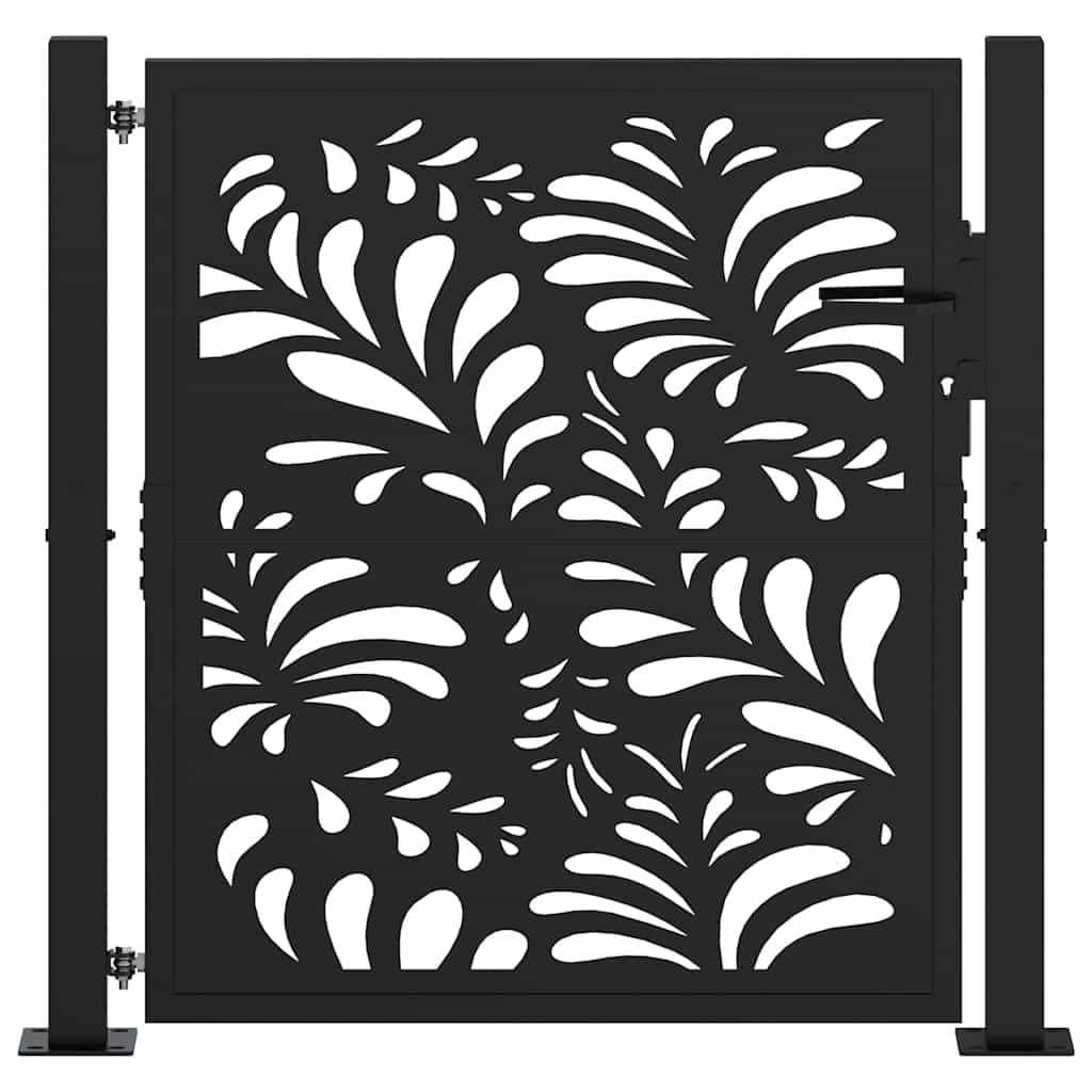 Cancello da giardino nero 100x100 cm in acciaio design ondulato