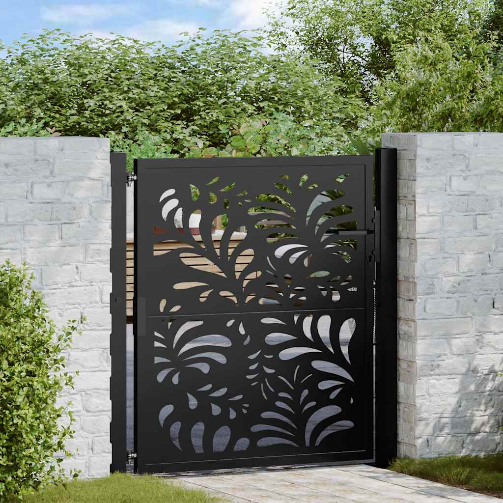 Cancello da giardino nero 100x100 cm in acciaio design ondulato
