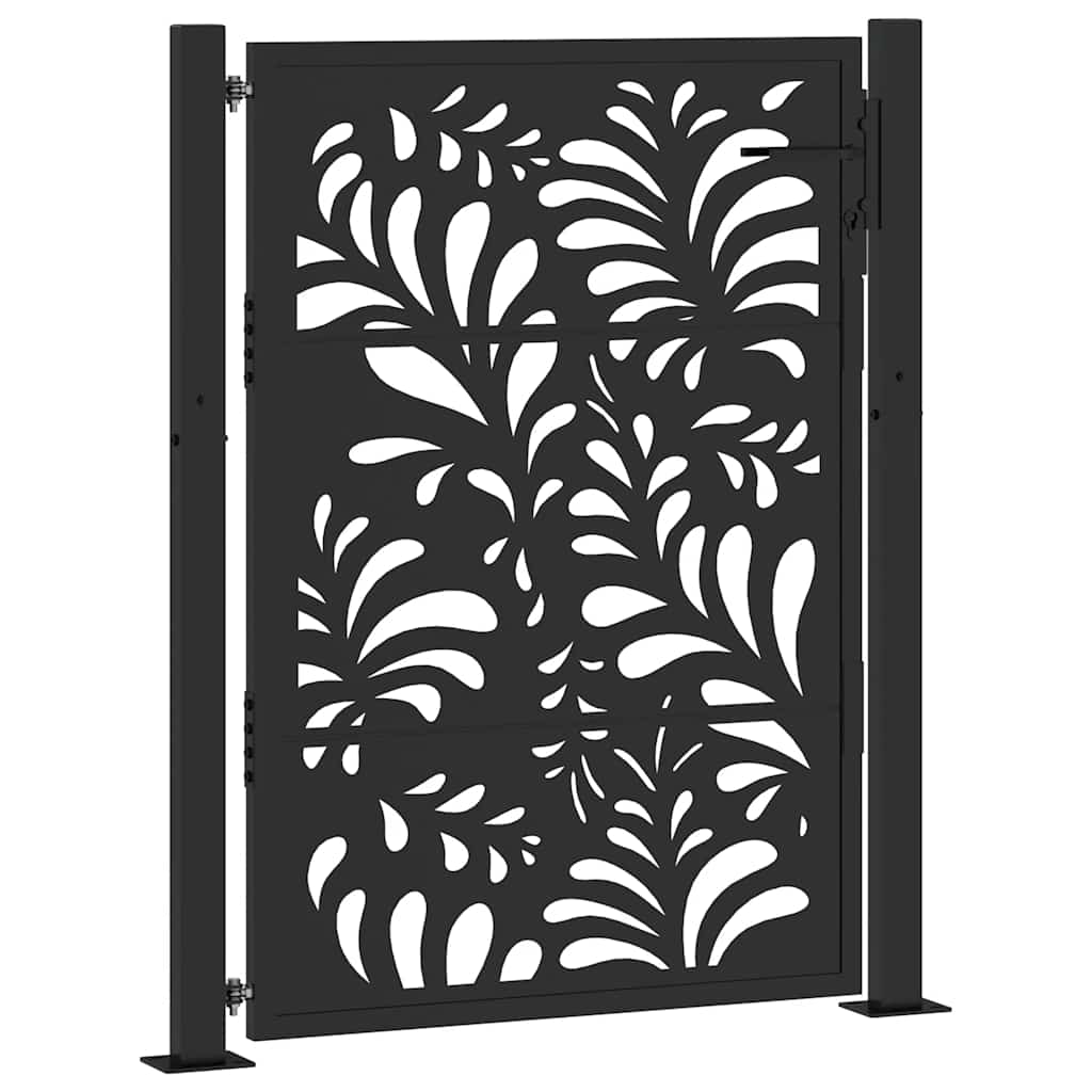 Cancello da giardino nero 100x125 cm in acciaio design ondulato