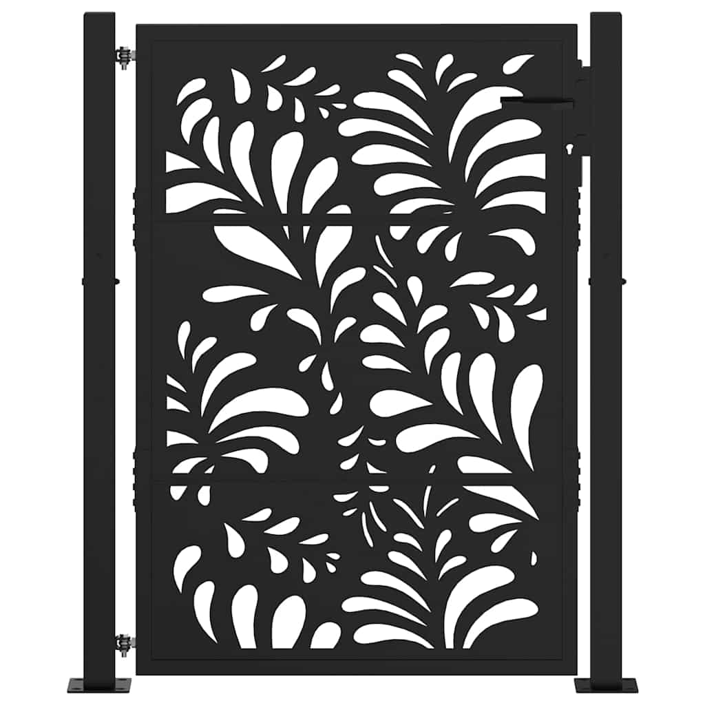 Cancello da giardino nero 100x125 cm in acciaio design ondulato