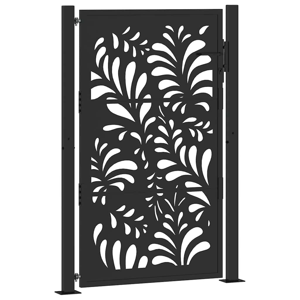 Cancello da giardino nero 100x150 cm in acciaio design ondulato