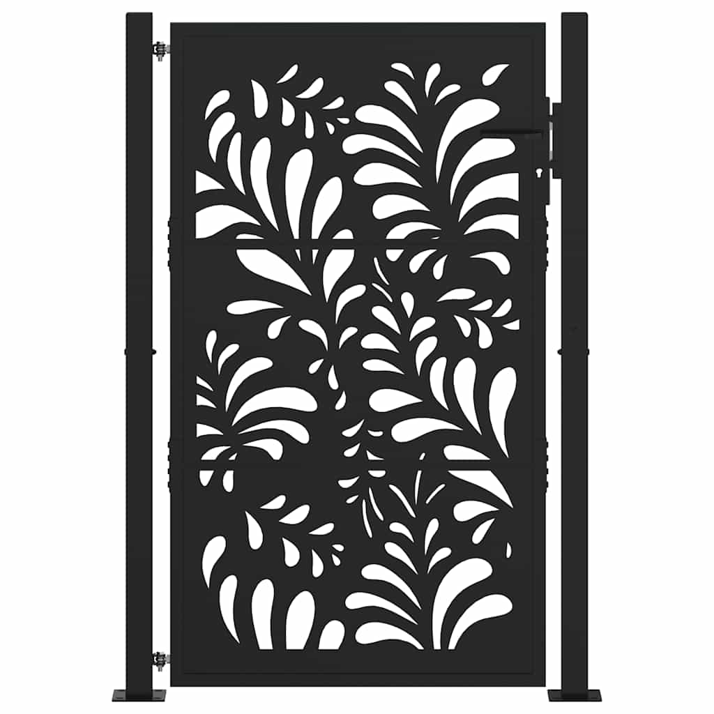 Cancello da giardino nero 100x150 cm in acciaio design ondulato