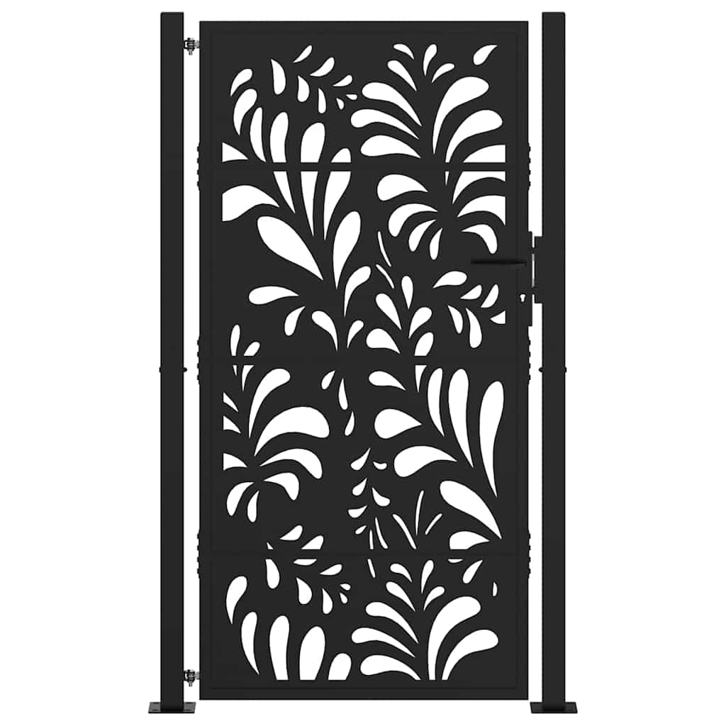Cancello da giardino nero 100x175 cm in acciaio design ondulato