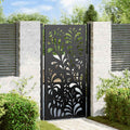 Cancello da giardino nero 100x175 cm in acciaio design ondulato