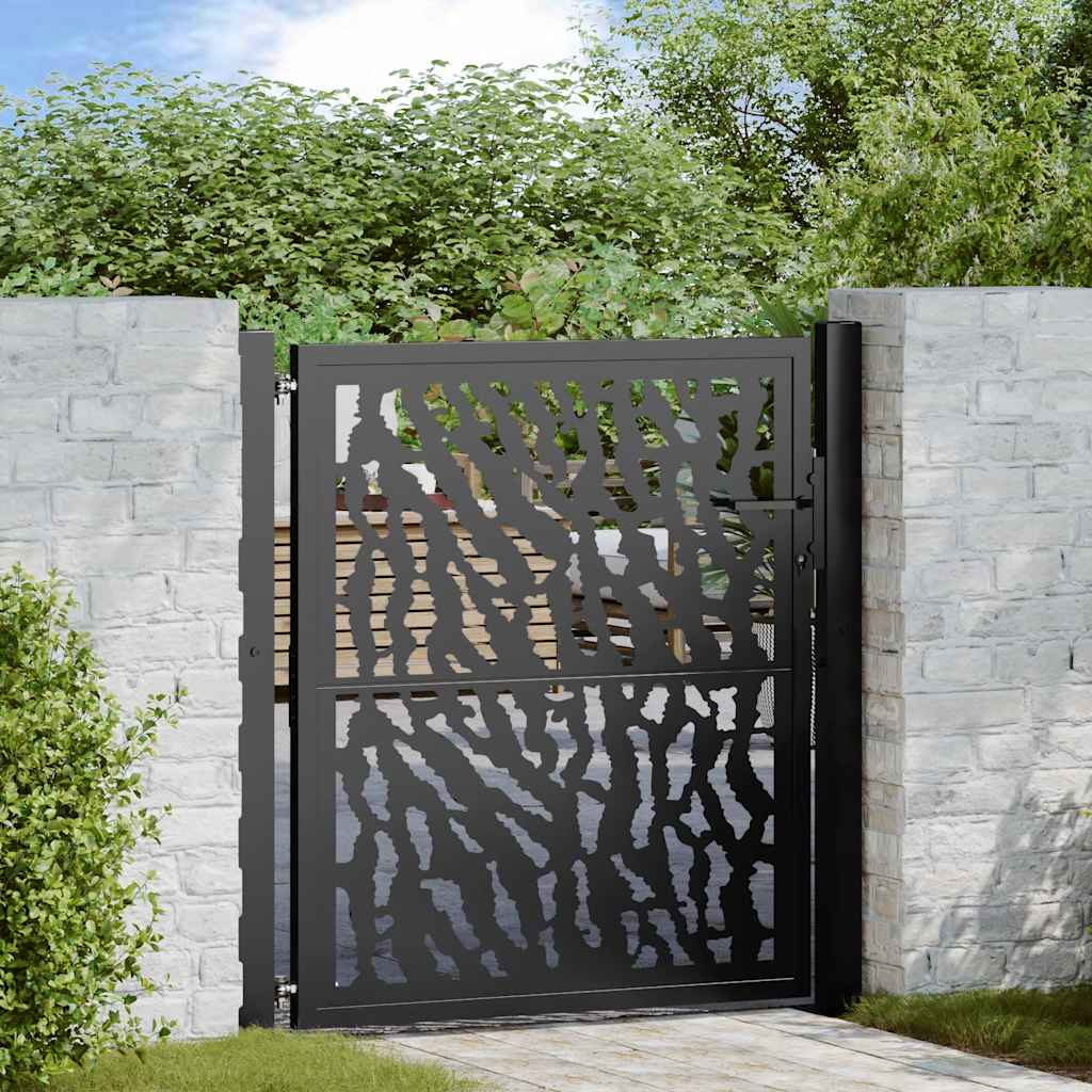 Cancello da giardino nero 100x100 cm in acciaio con design a traliccio