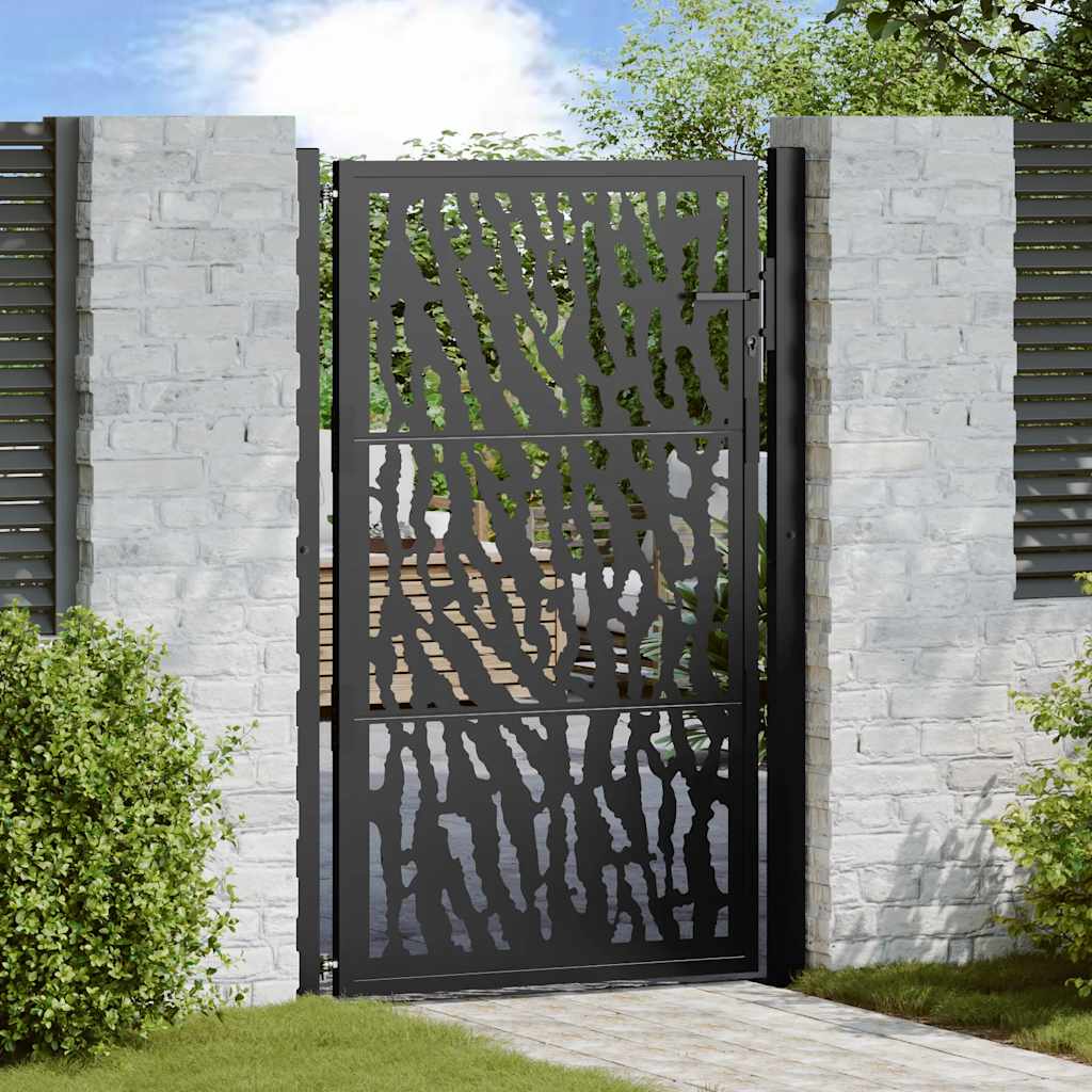 Cancello da giardino nero 100x150 cm in acciaio con design a traliccio
