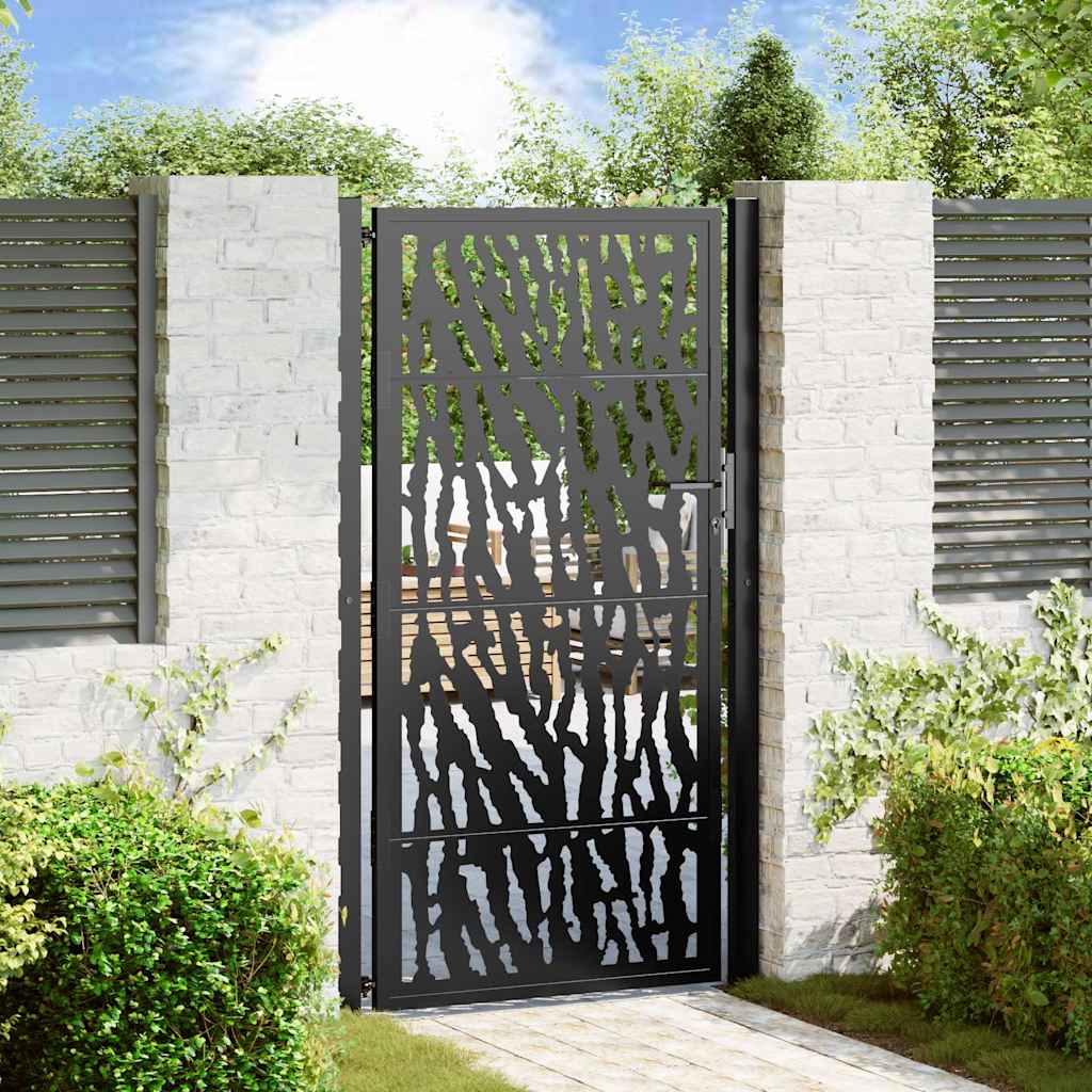 Cancello da giardino nero 100x175 cm in acciaio con design a traliccio