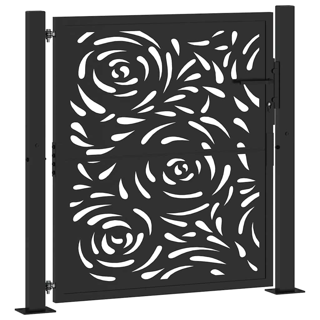 Cancello da giardino nero 100x100 cm in acciaio con design a fiamma