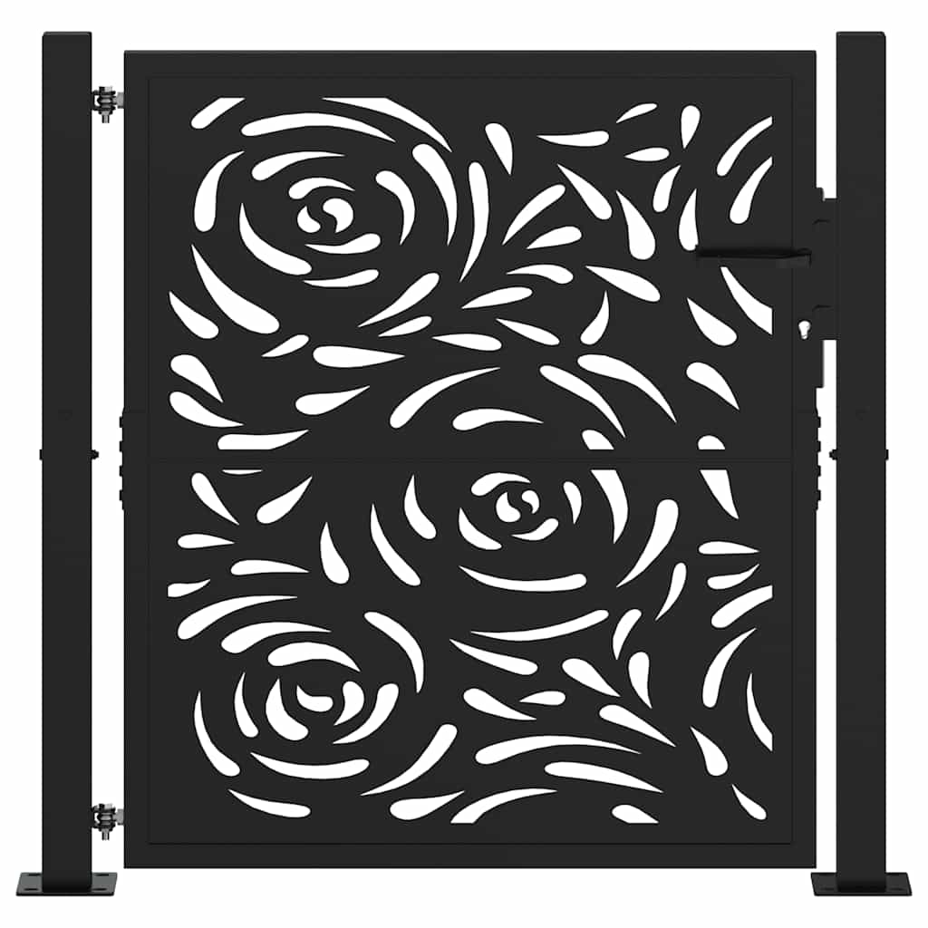 Cancello da giardino nero 100x100 cm in acciaio con design a fiamma