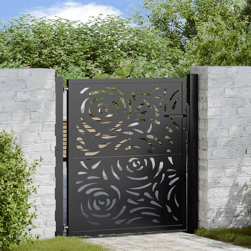 Cancello da giardino nero 100x100 cm in acciaio con design a fiamma