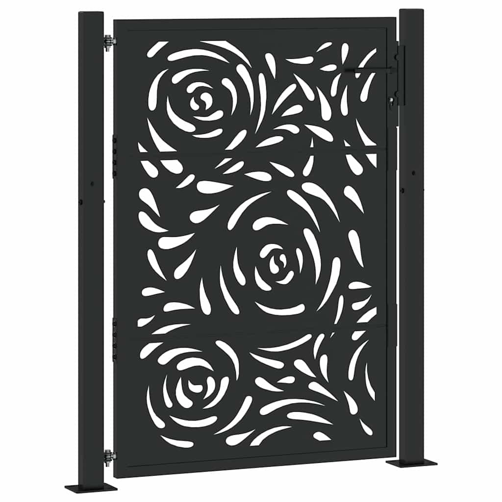 Cancello da giardino nero 100x125 cm in acciaio con design a fiamma