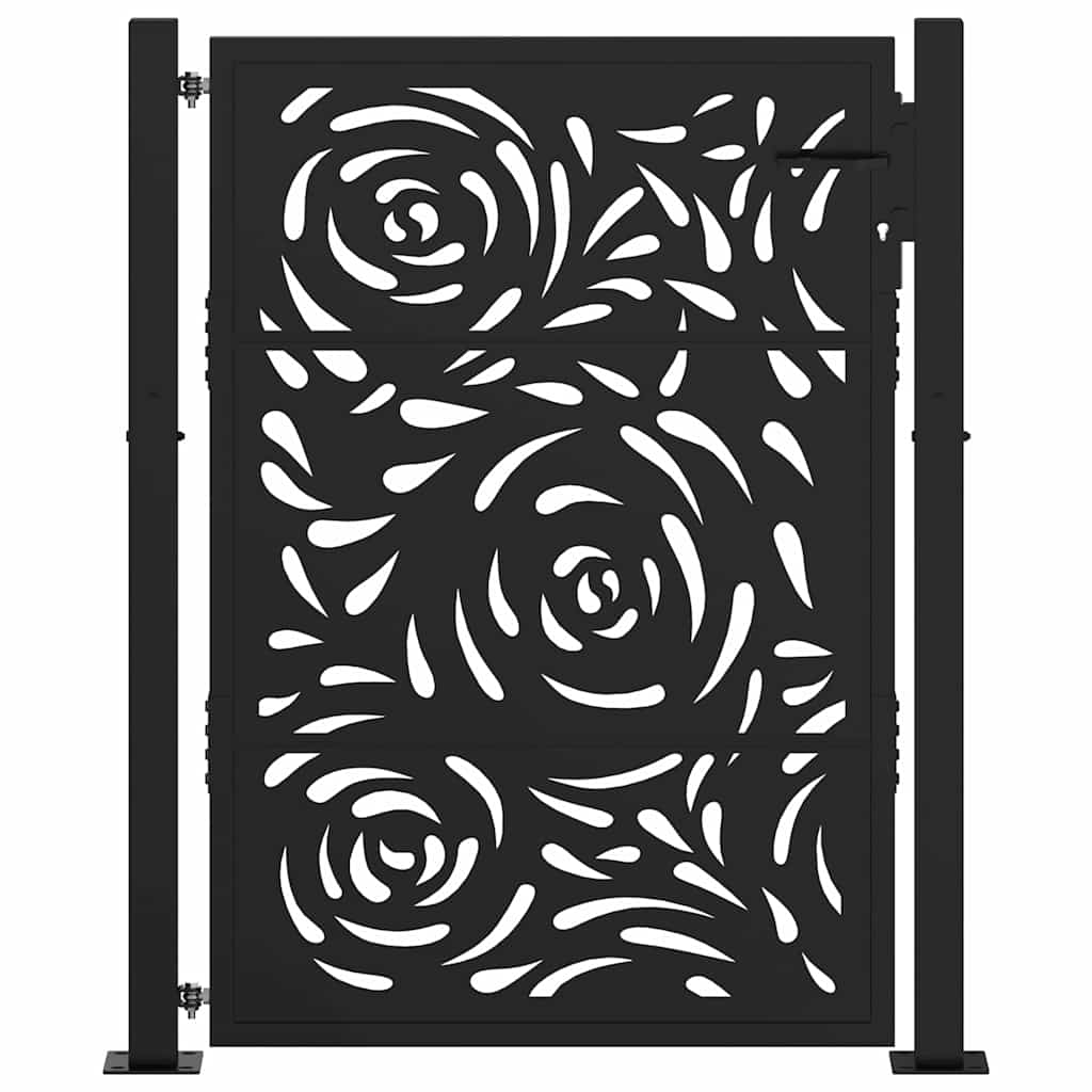 Cancello da giardino nero 100x125 cm in acciaio con design a fiamma