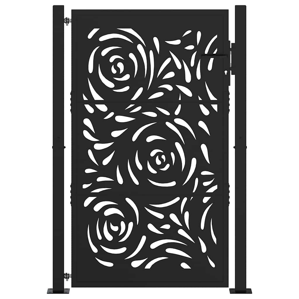Cancello da giardino nero 100x150 cm in acciaio con design a fiamma