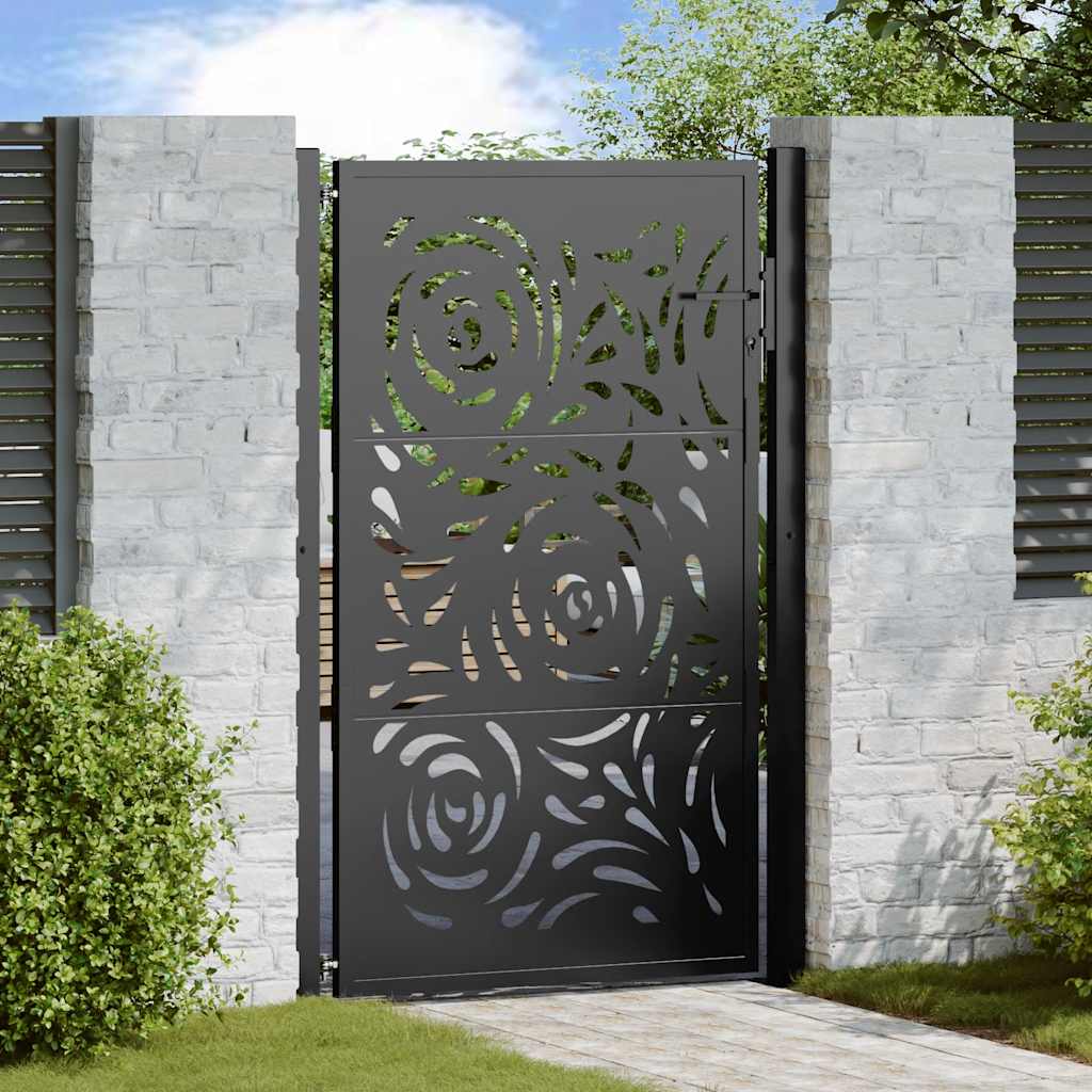Cancello da giardino nero 100x150 cm in acciaio con design a fiamma
