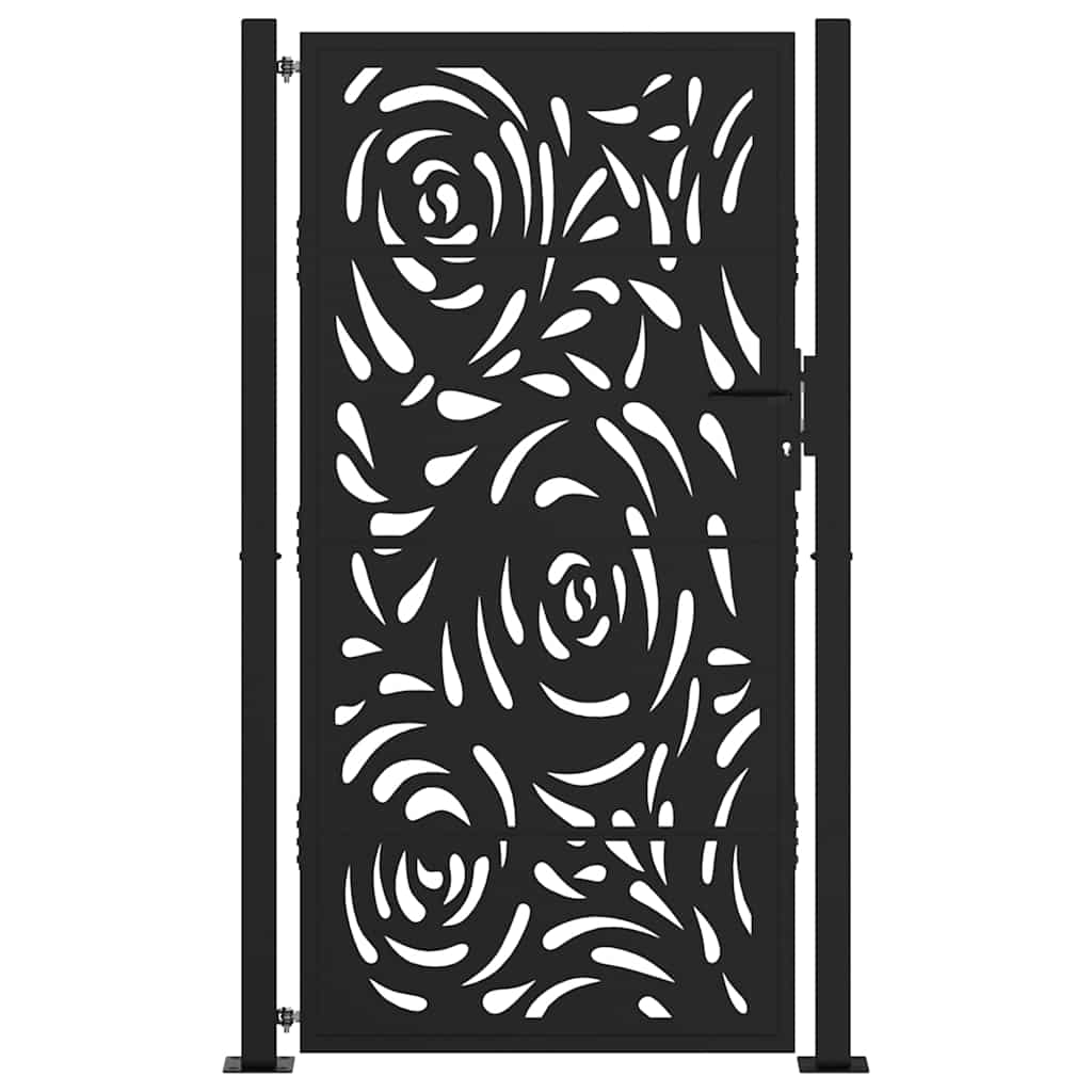 Cancello da giardino nero 100x175 cm in acciaio con design a fiamma