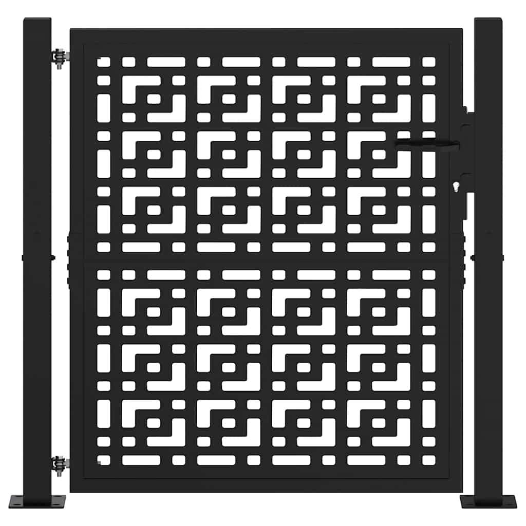 Cancello da giardino nero 100x100 cm in acciaio con design a croce