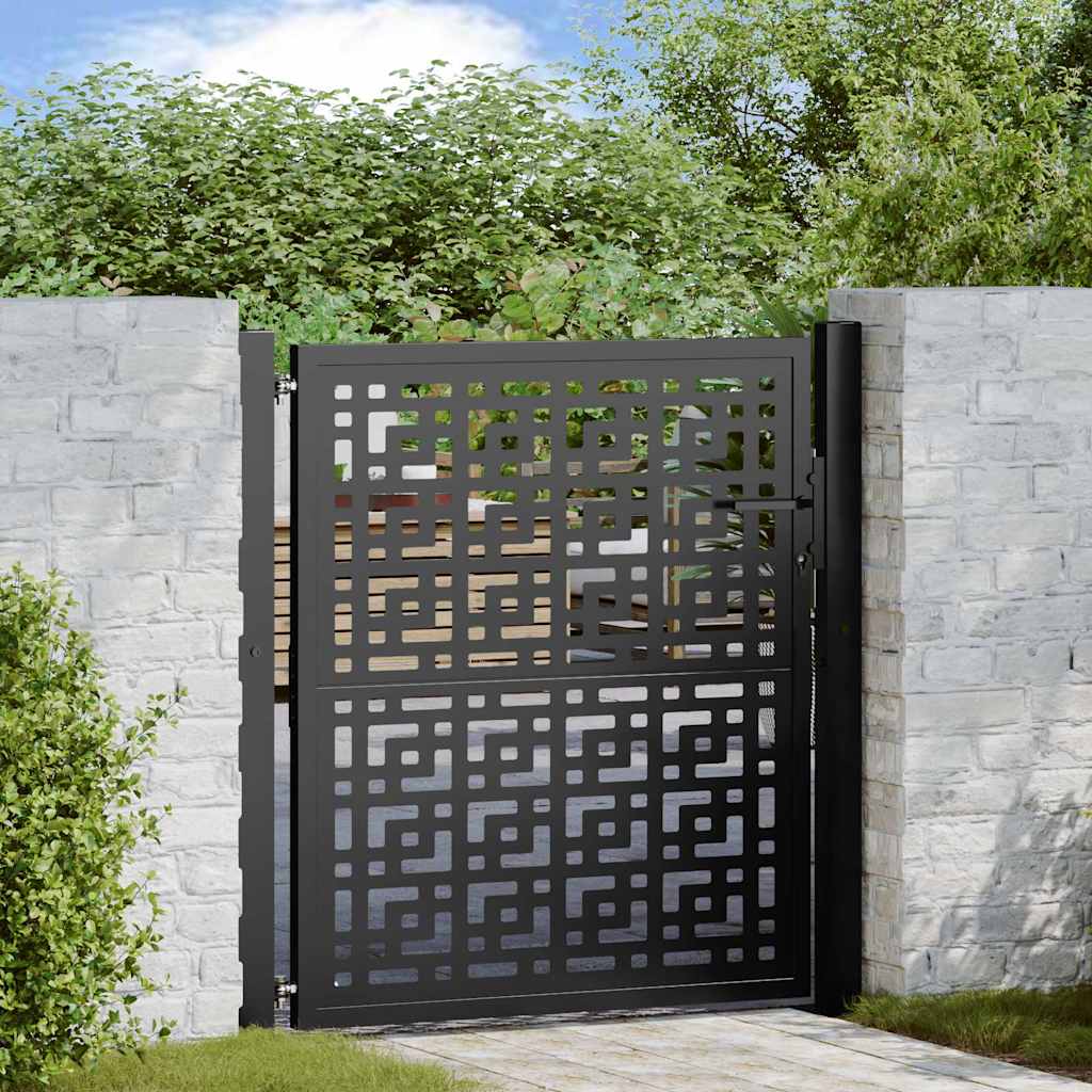 Cancello da giardino nero 100x100 cm in acciaio con design a croce
