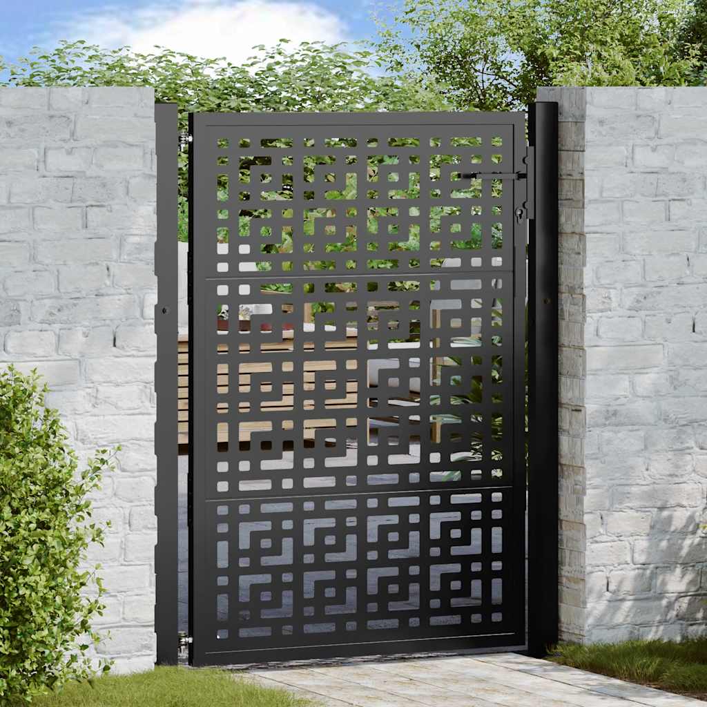 Cancello da giardino nero 100x125 cm in acciaio con design a croce