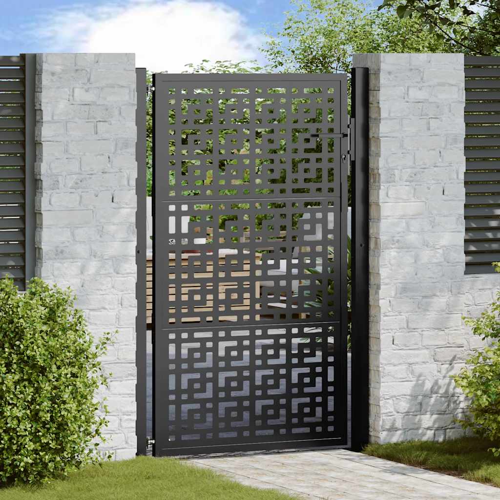 Cancello da giardino nero 100x150 cm in acciaio con design a croce