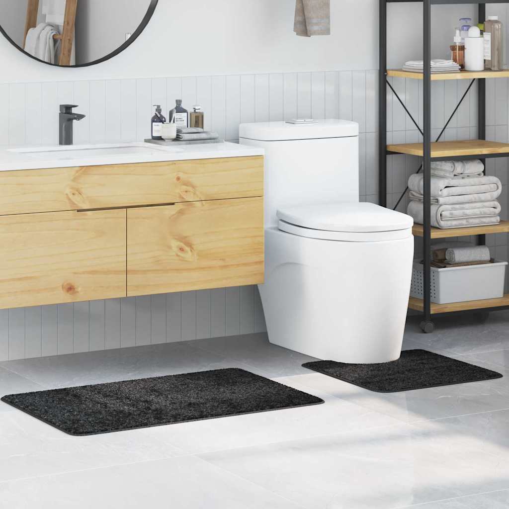Set di tappetini antiscivolo per il bagno 2 pz Grigio scuro PP