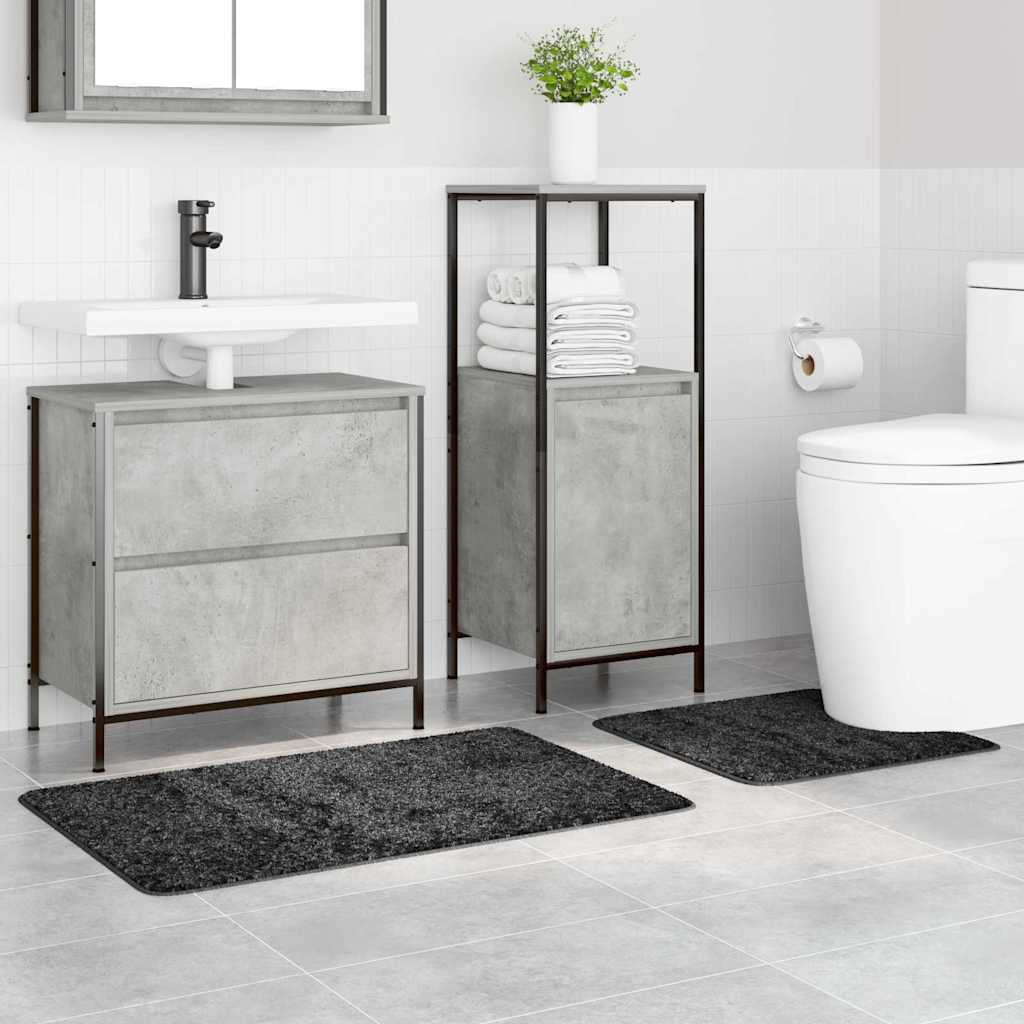 Set di tappetini antiscivolo per il bagno 2 pz Grigio scuro PP