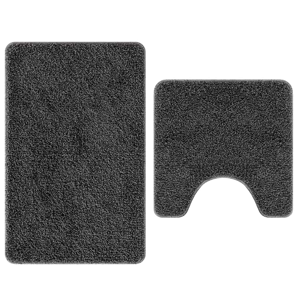 Set di tappetini antiscivolo per il bagno 2 pz Grigio scuro PP