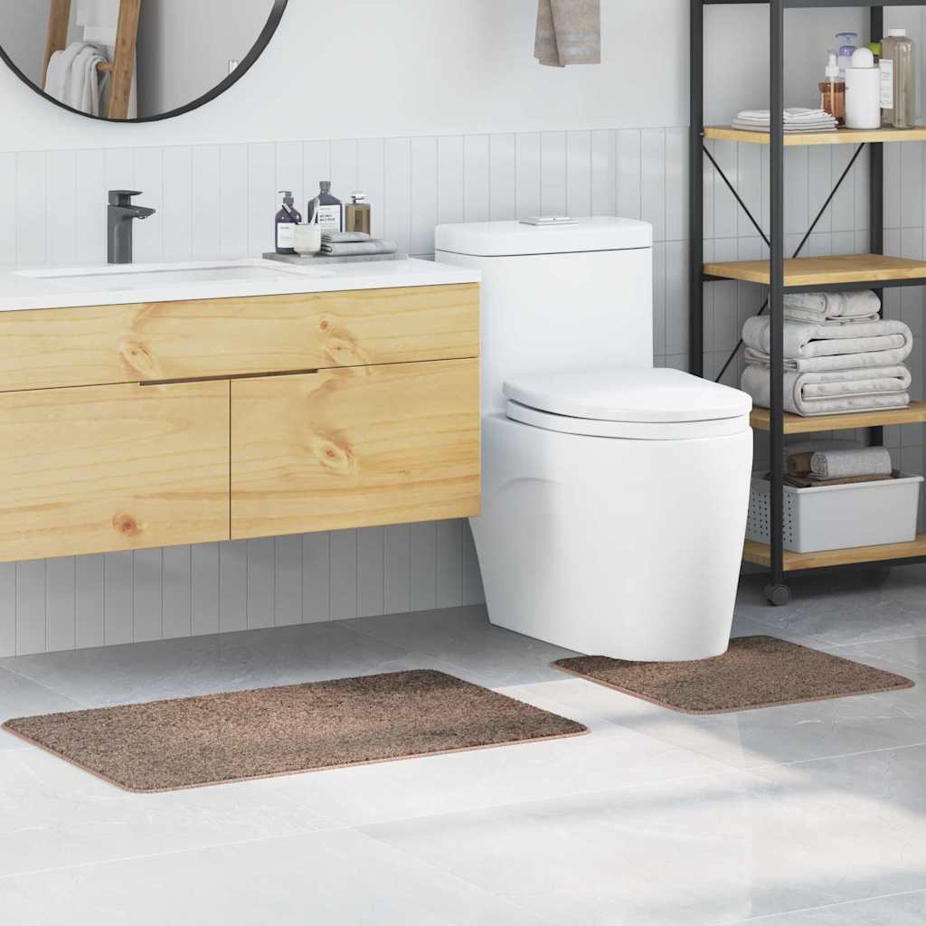 Set di tappetini antiscivolo per il bagno 2 pz Marrone PP