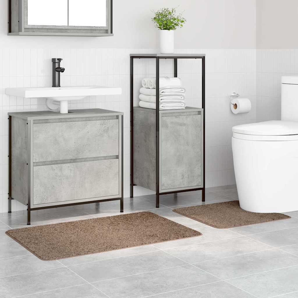 Set di tappetini antiscivolo per il bagno 2 pz Marrone PP