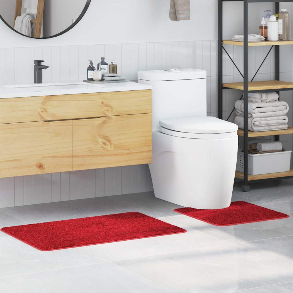 Set di tappetini antiscivolo per il bagno 2 pz Rosso 50 x 50 cm