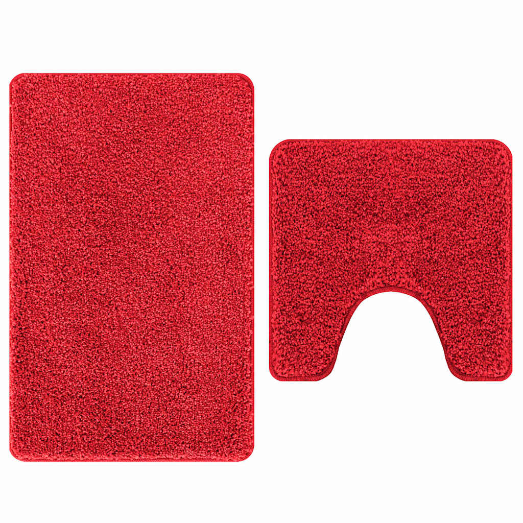 Set di tappetini antiscivolo per il bagno 2 pz Rosso 50 x 50 cm